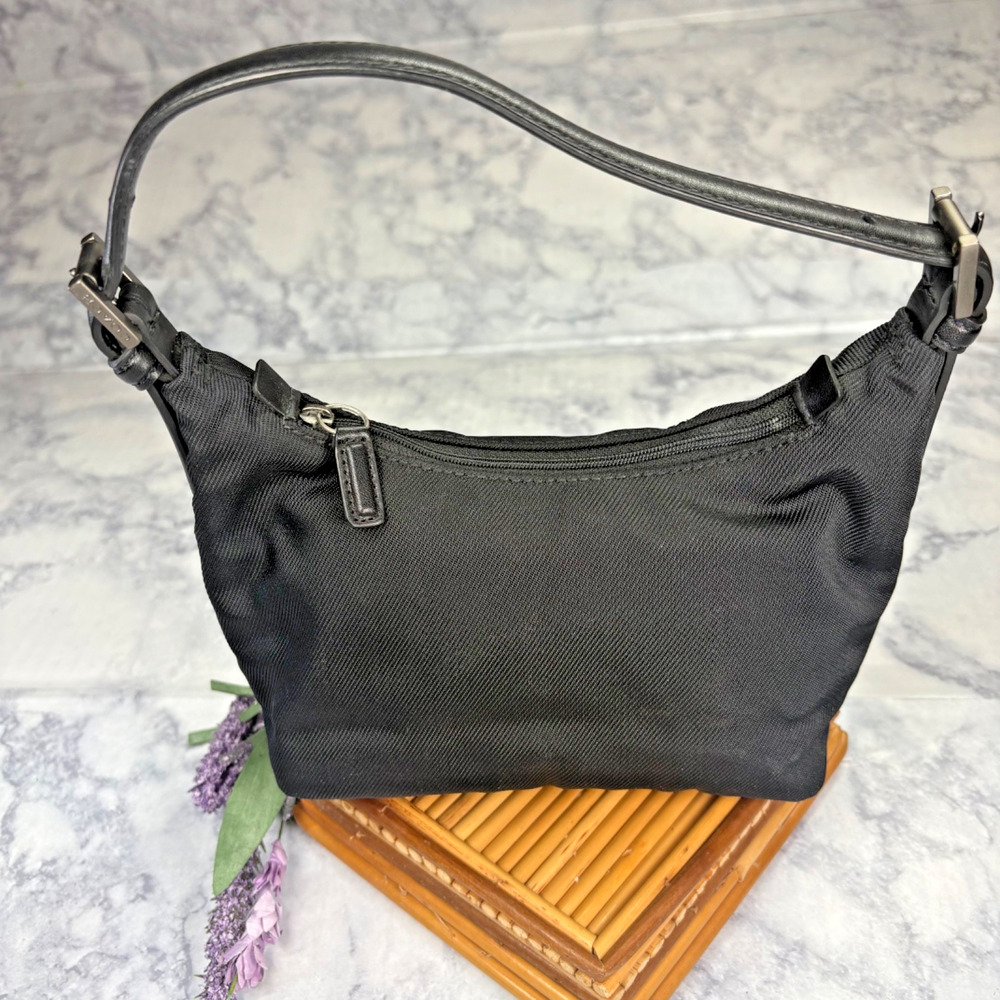 Coach Demi Mini Shoulder Bag Small Black Y2K Twill Leather 7428 Vintage